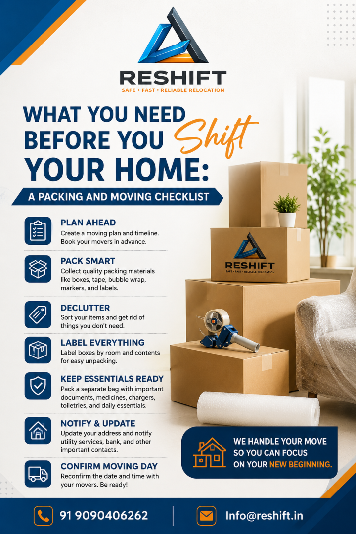 What You Need Before You Shift Your Home: A Packing and Moving Checklist